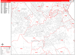 League City Wall Map Zip Code Red Line Style 2026